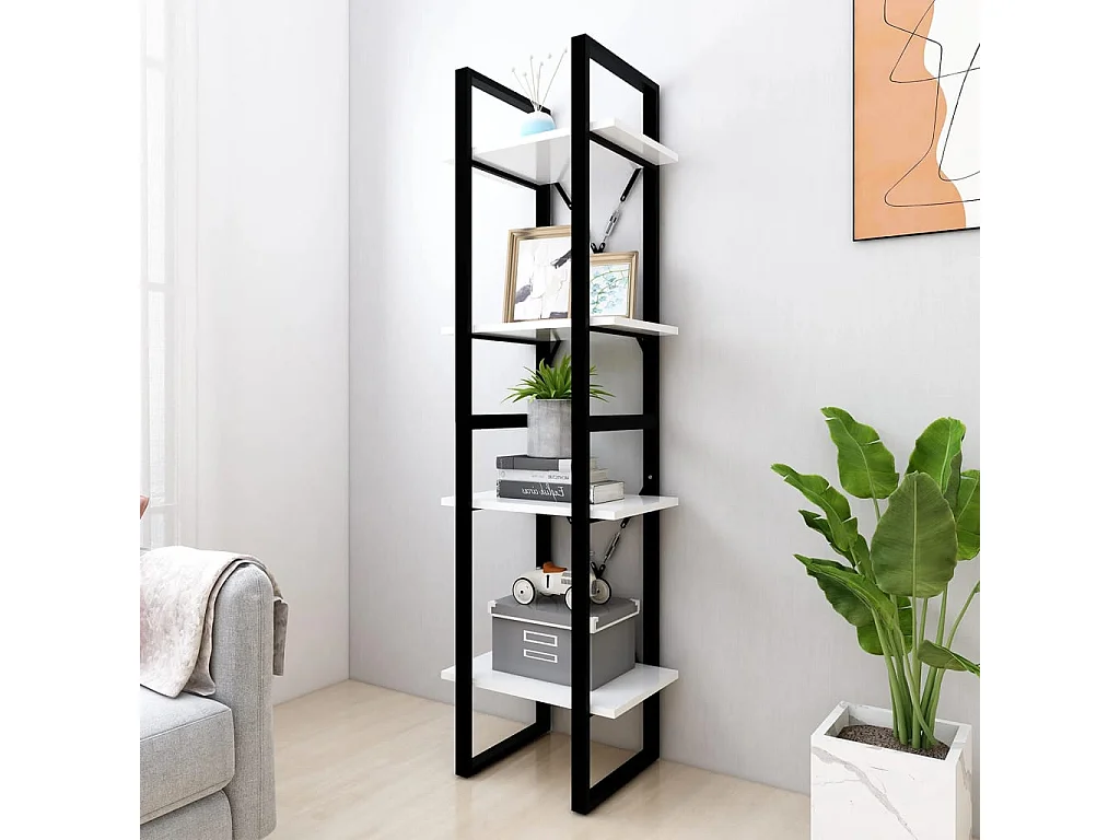 Libreria a 4 ripiani Bianca 40x30x140 cm in truciolare