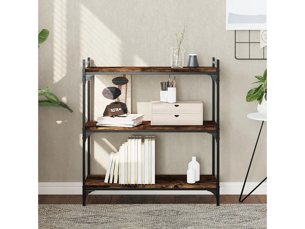 Libreria 3 livelli rovere affumicato 80x30x86 cm in multistrato