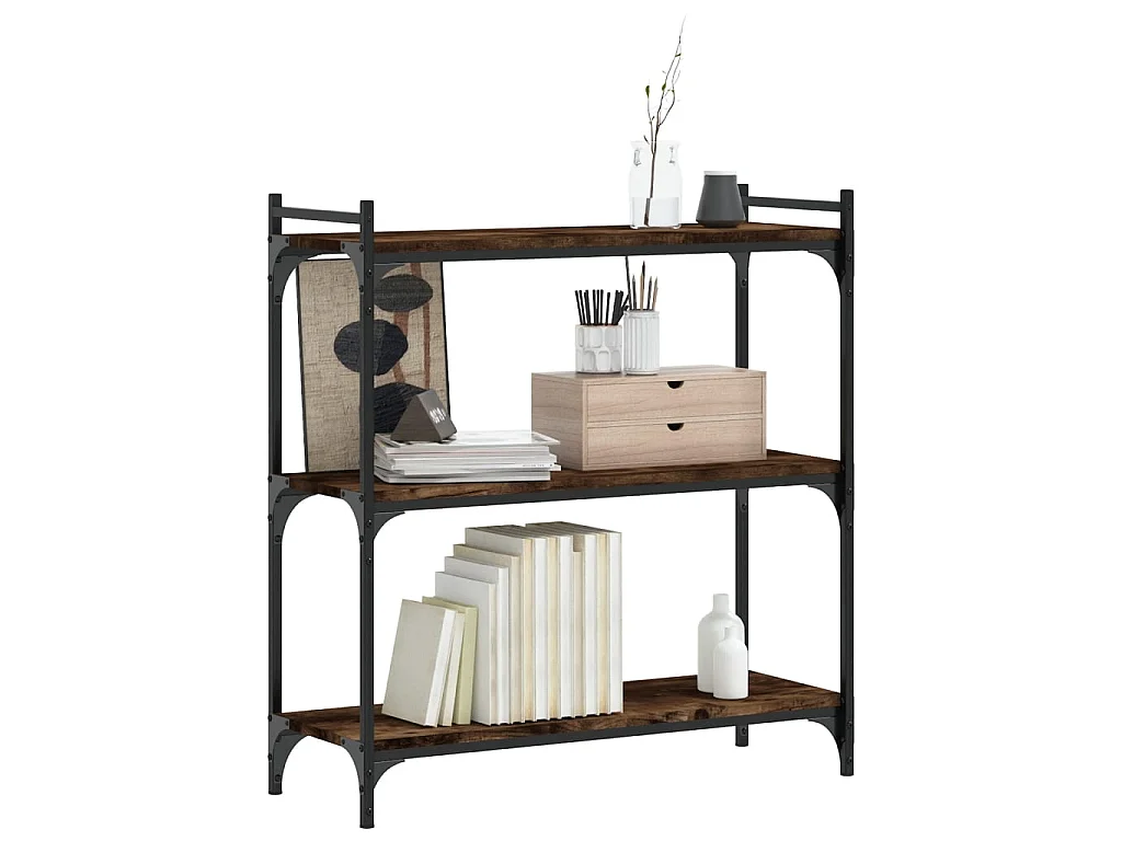 Libreria 3 livelli rovere affumicato 80x30x86 cm in multistrato