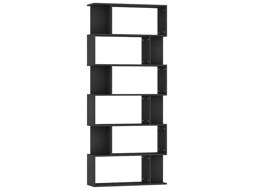 Bibliothèque/Séparateur de pièce Noir 80x24x192 cm Aggloméré