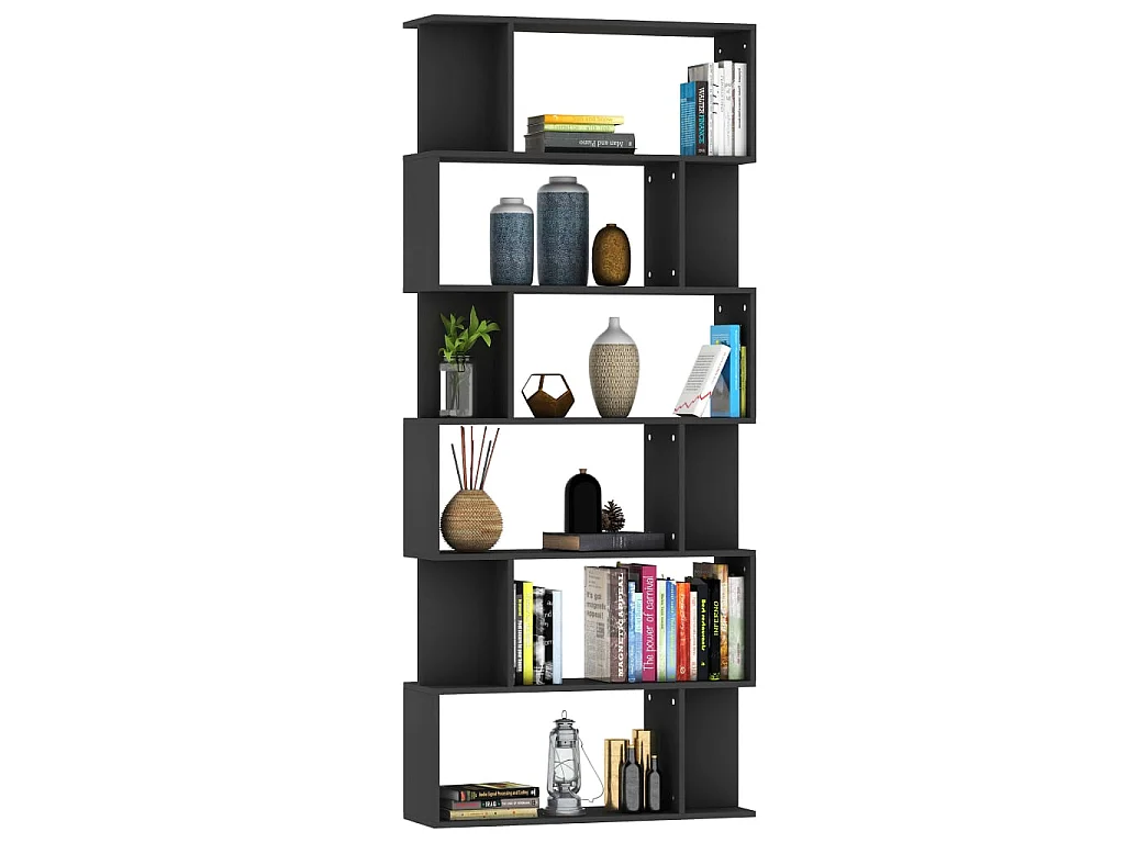 Bibliothèque/Séparateur de pièce Noir 80x24x192 cm Aggloméré