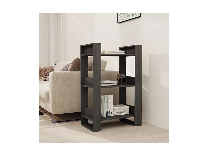 Libreria/Divisorio Grigio 60x35x91 cm Pino massiccio
