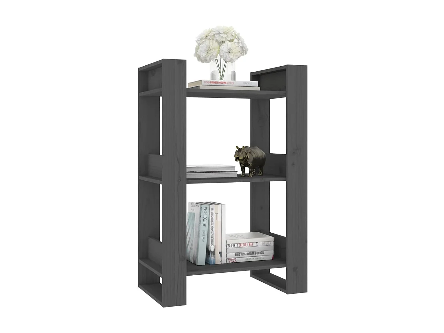 Bibliothèque/Séparateur de pièce Gris 60x35x91 cm Pin solide