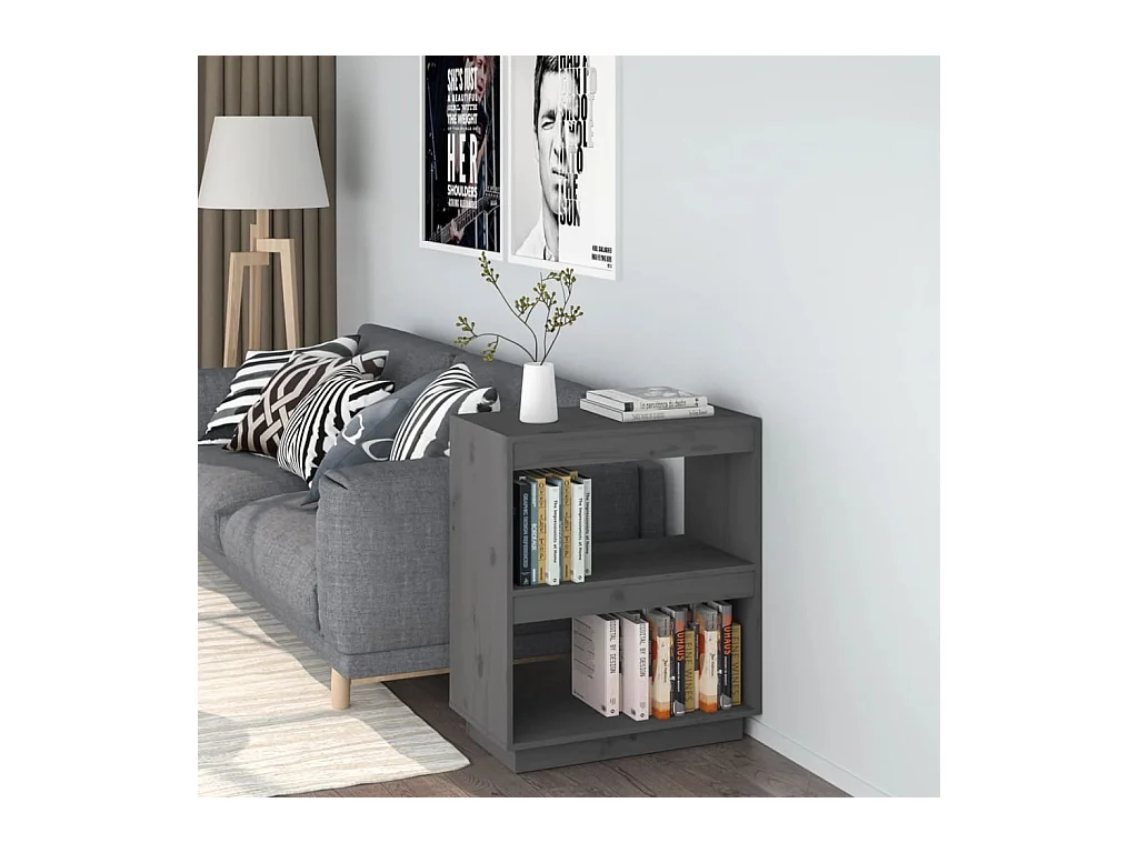 Libreria Grigia 60x35x71 cm Legno di pino massiccio