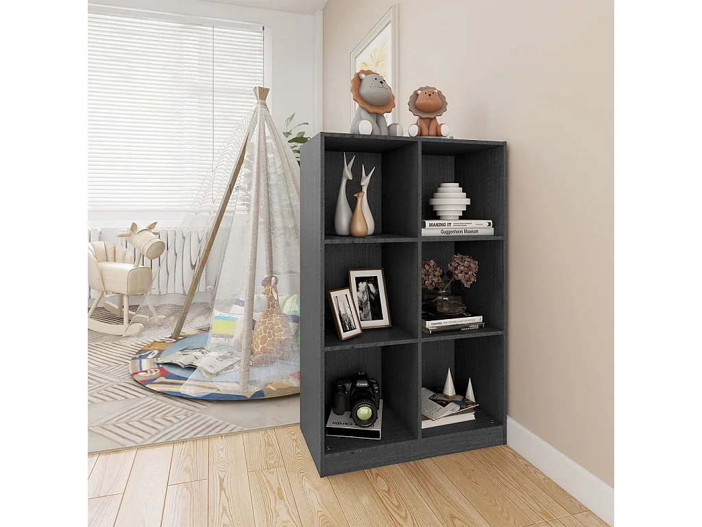 Boekenkast Grijs 70x33x110 cm Massief grenenhout