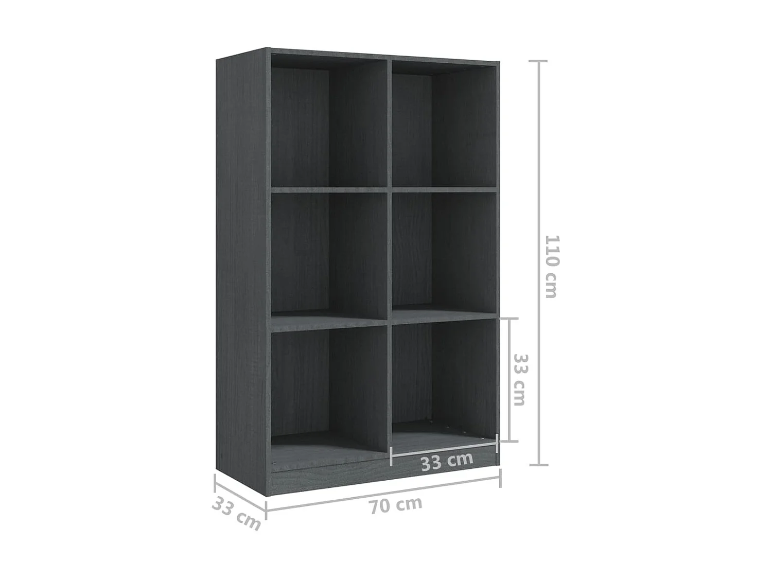 Boekenkast Grijs 70x33x110 cm Massief grenenhout