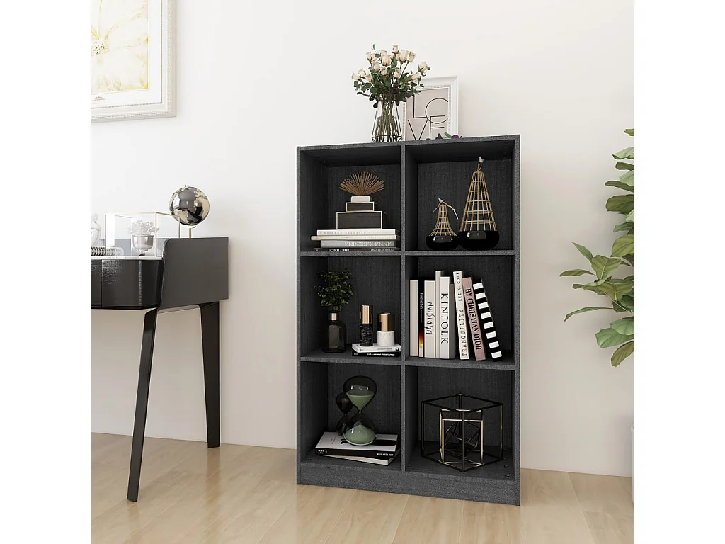 Bibliothèque Gris 70x33x110 cm Bois de pin massif