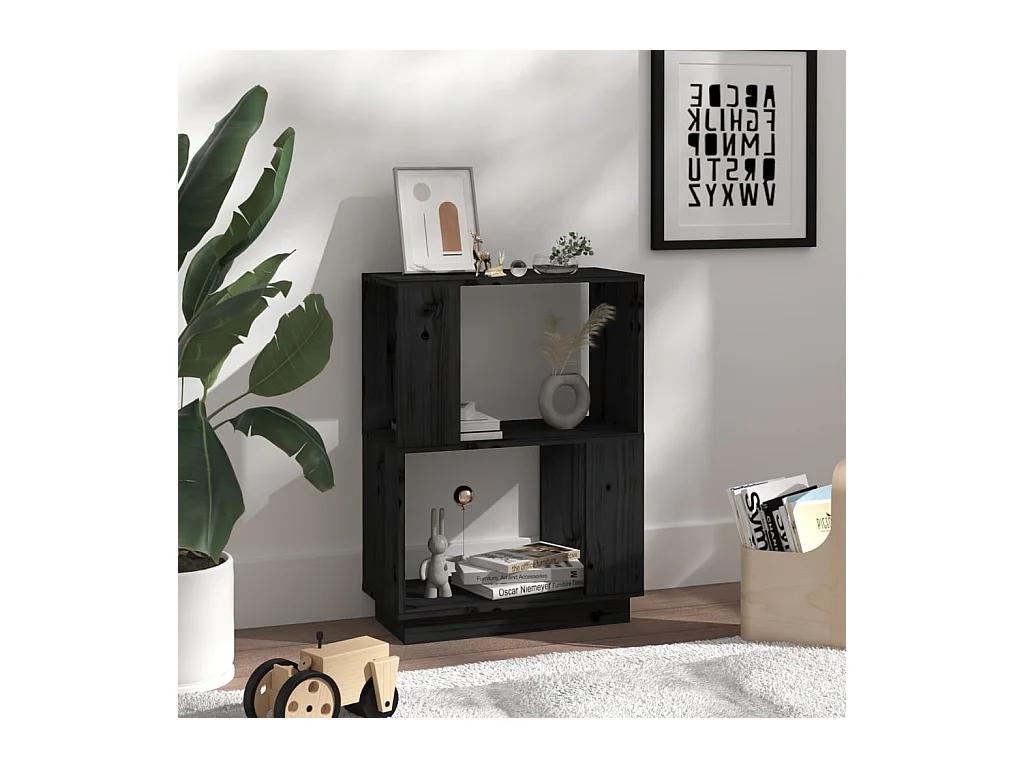 Bibliothèque/Séparateur de pièce Noir 51x25x70 cm Pin solide