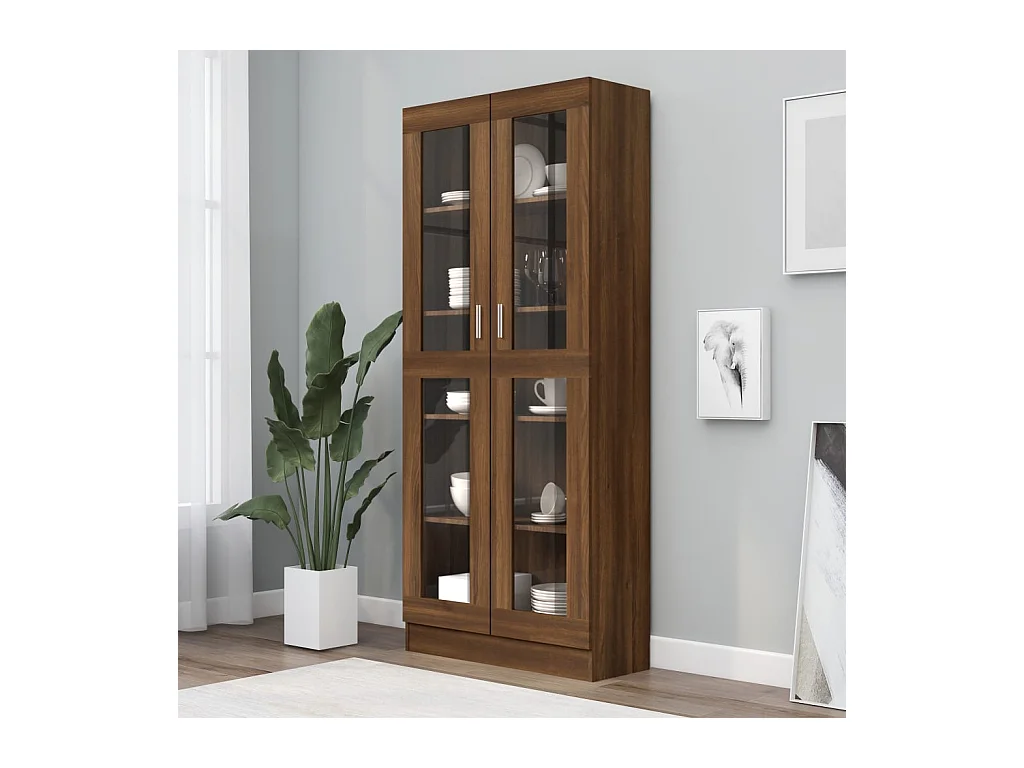 Armoire à vitrine Chêne marron 82,5x30,5x185,5cmBois ingénierie