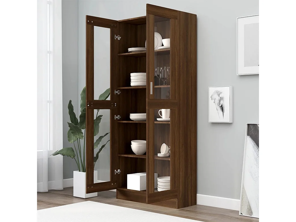 Armoire à vitrine Chêne marron 82,5x30,5x185,5cmBois ingénierie