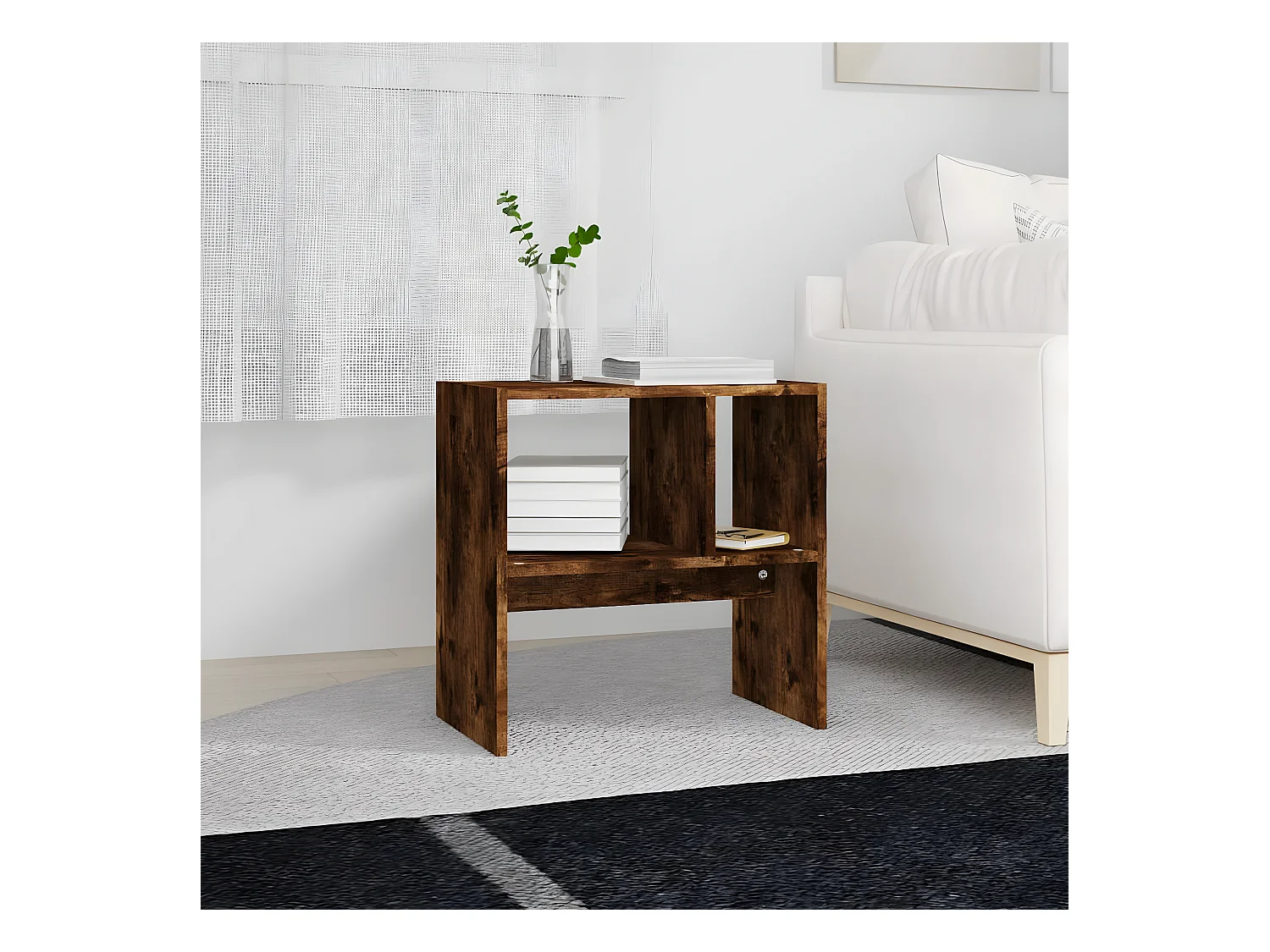 Table d'appoint Chêne fumé 50x30x50 cm Bois d'ingénierie