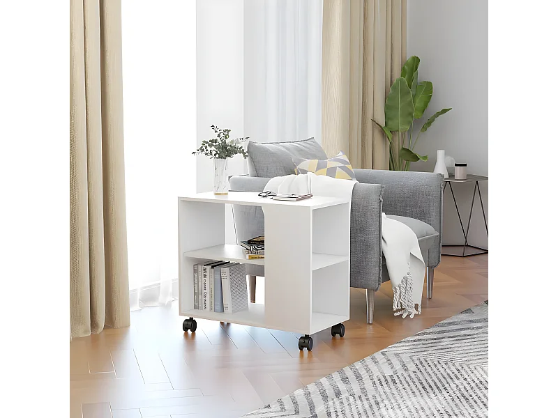 Table d'appoint Blanc 70x35x55 cm Bois d'ingénierie