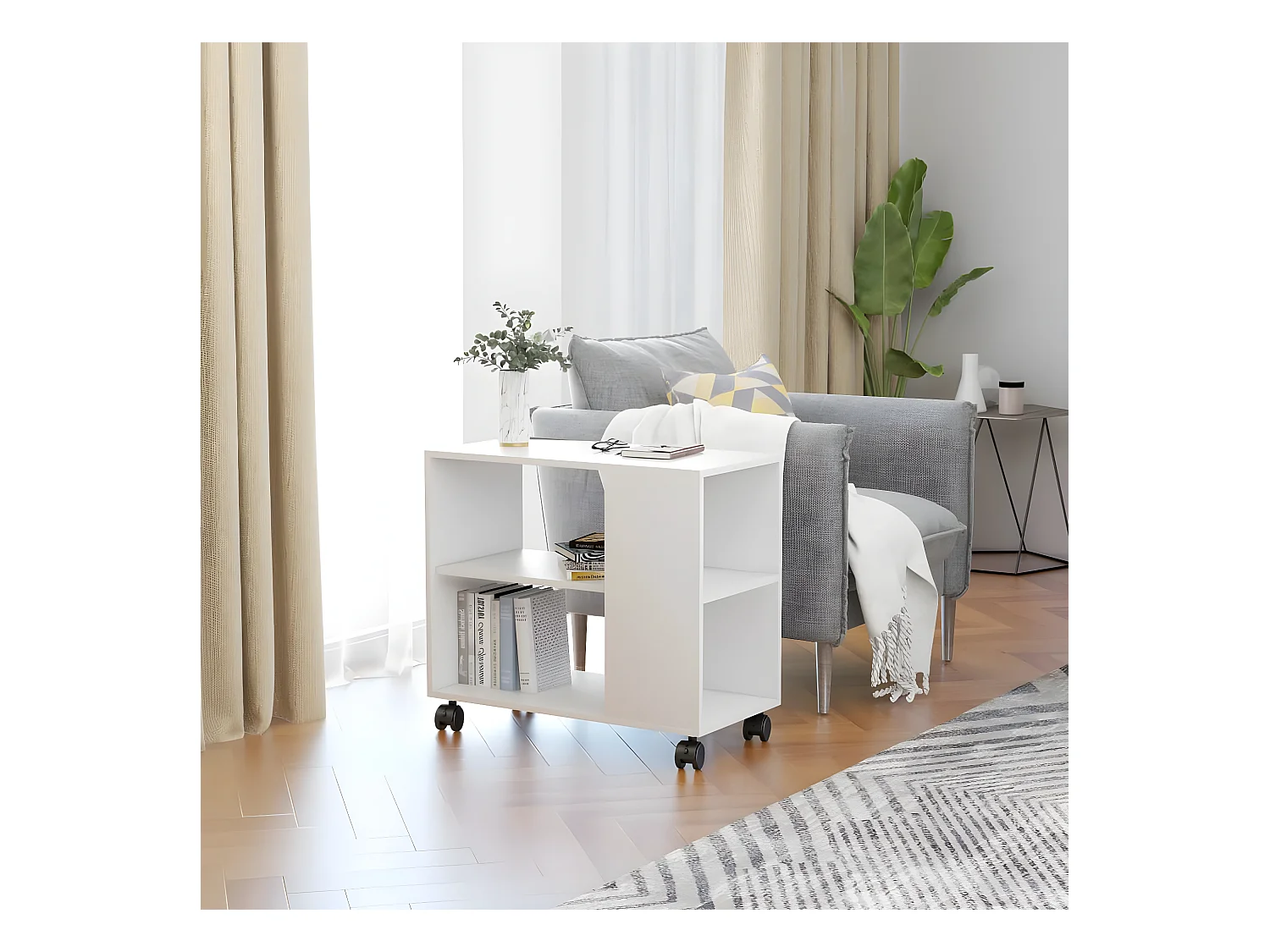 Table d'appoint Blanc 70x35x55 cm Bois d'ingénierie
