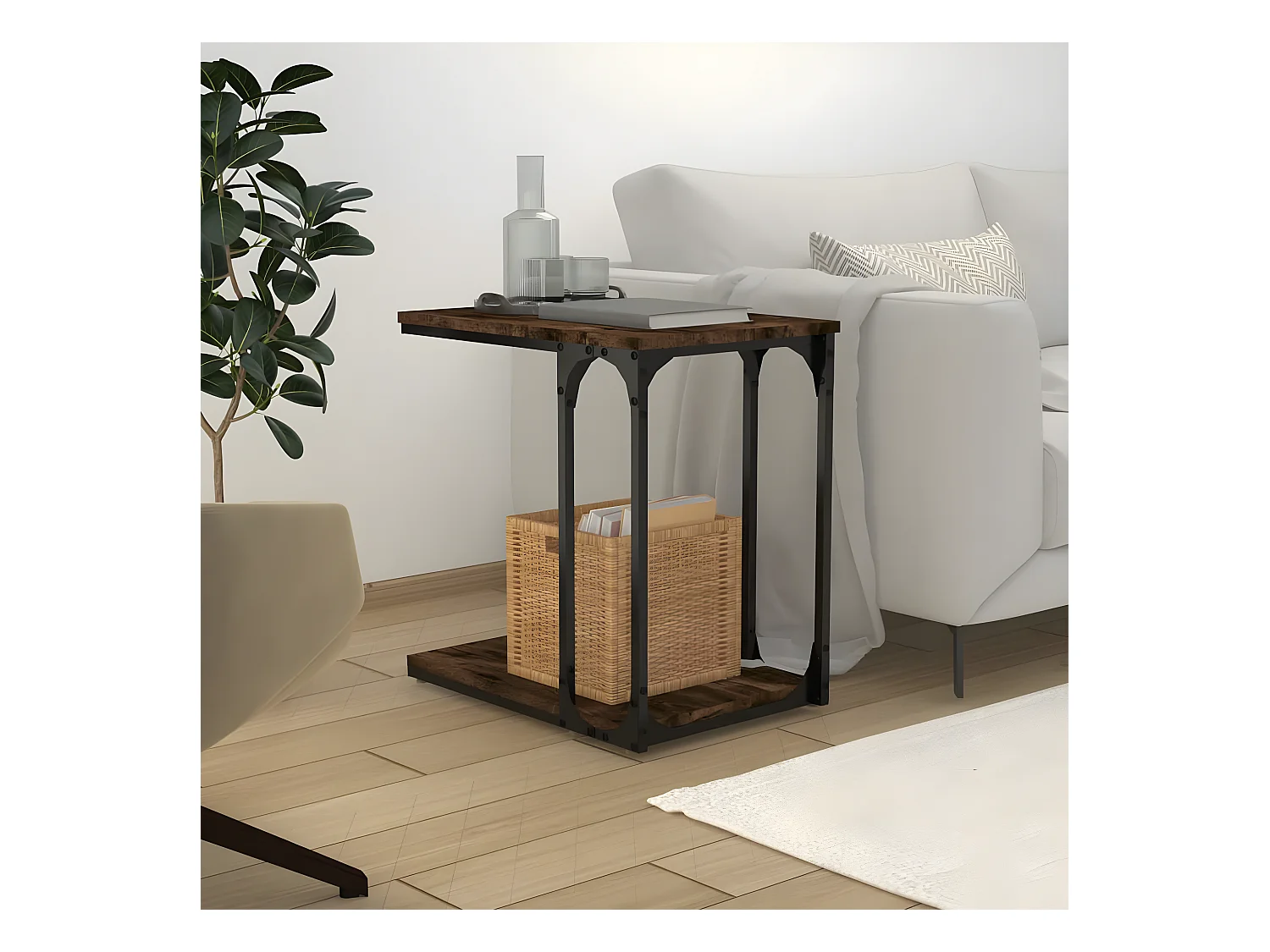 Table d'appoint Chêne fumé 50x35x52 cm Bois d'ingénierie