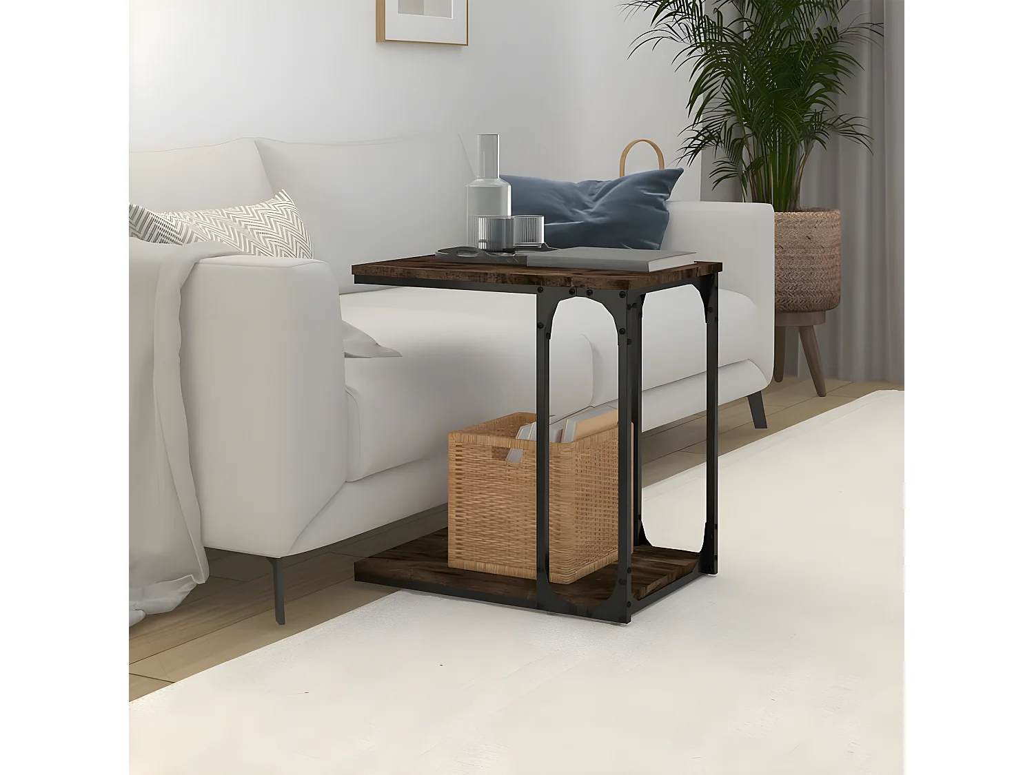 Table d'appoint Chêne fumé 50x35x52 cm Bois d'ingénierie