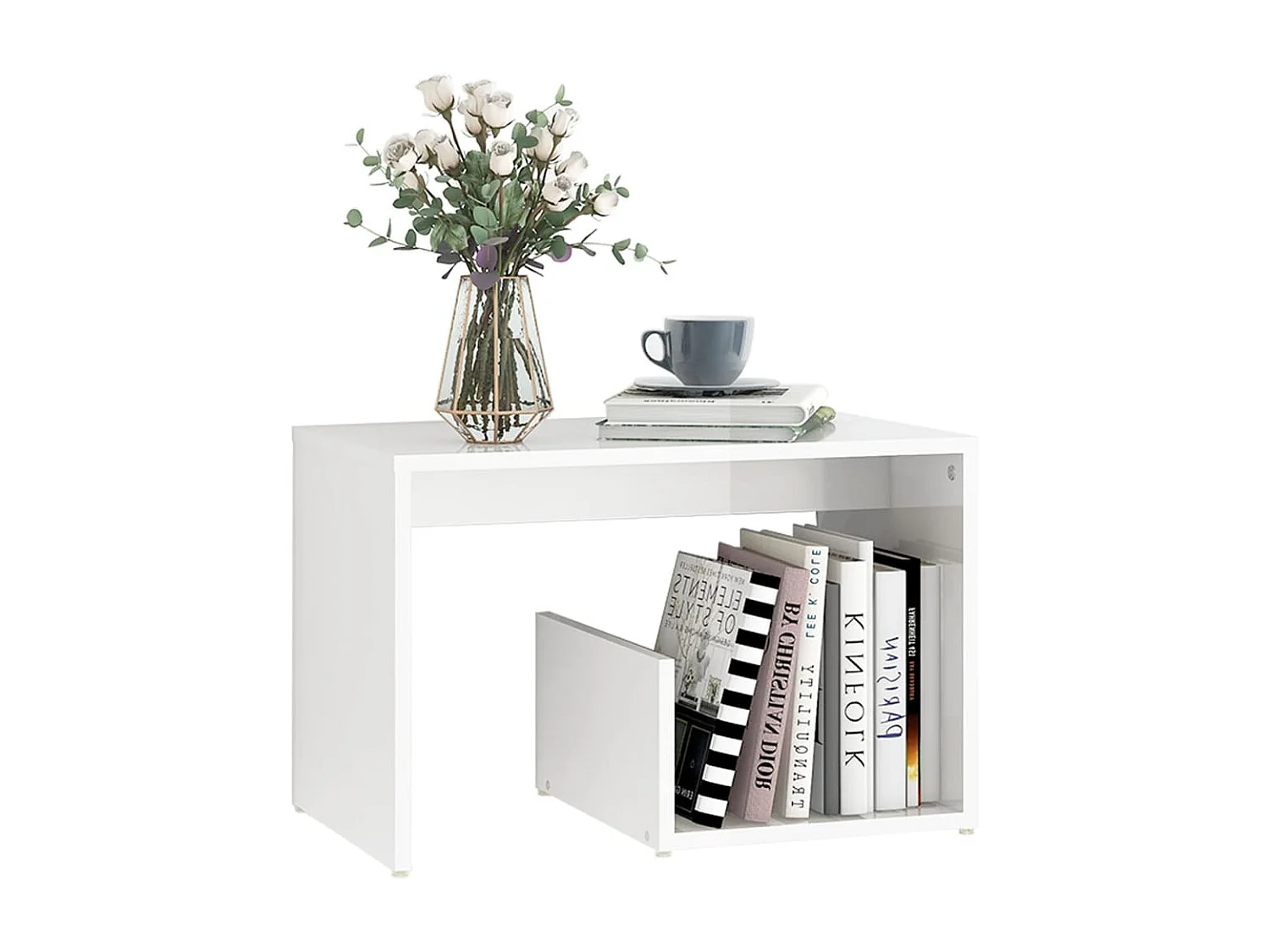 Beistelltisch Glänzend weiß 59x36x38 cm Spanplatte