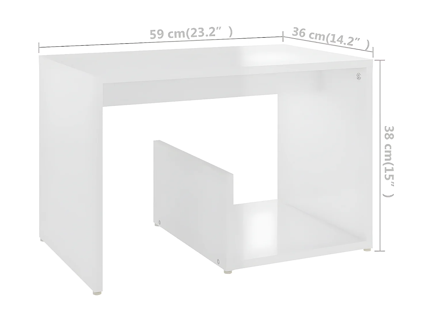 Beistelltisch Glänzend weiß 59x36x38 cm Spanplatte