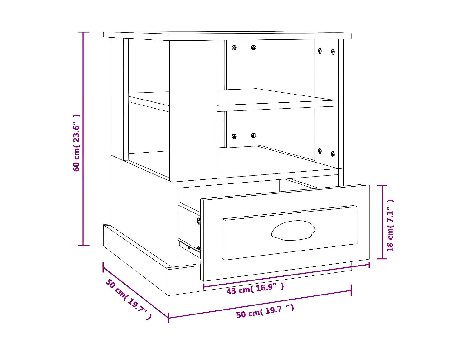 Tavolino in rovere Sonoma 50x50x60 cm in derivati del legno