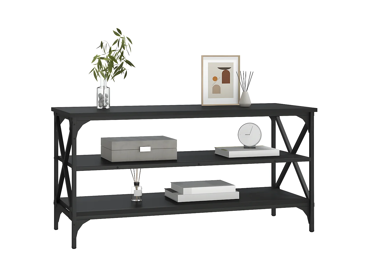 Zwart TV-meubel 100x40x50 cm Bewerkt hout