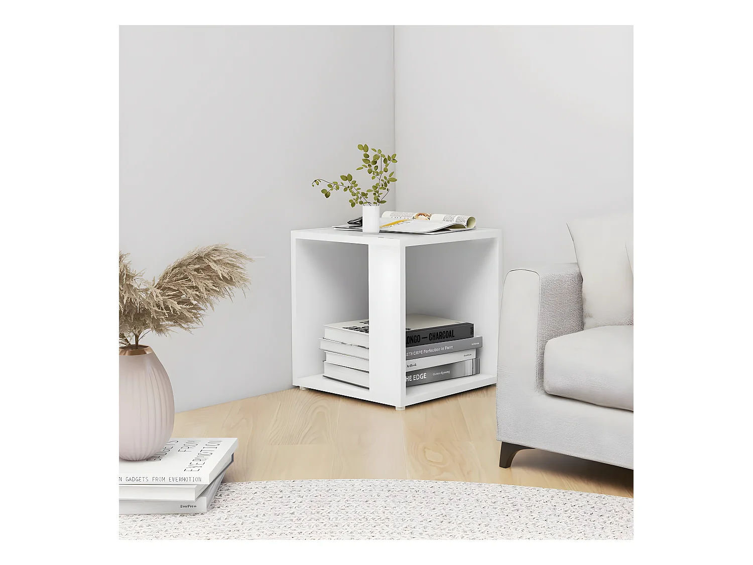Table d'appoint Blanc 33x33x34,5 cm Aggloméré