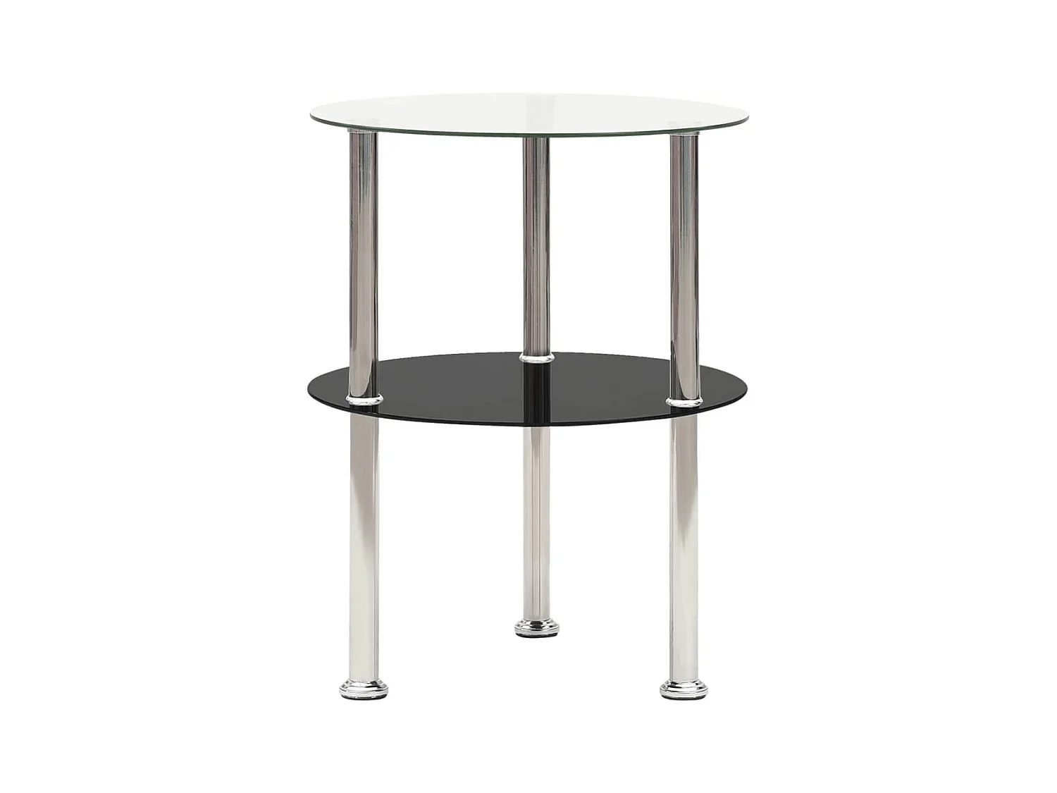Table d'appoint 2 niveaux Transparent et noir 38cm Verre trempé