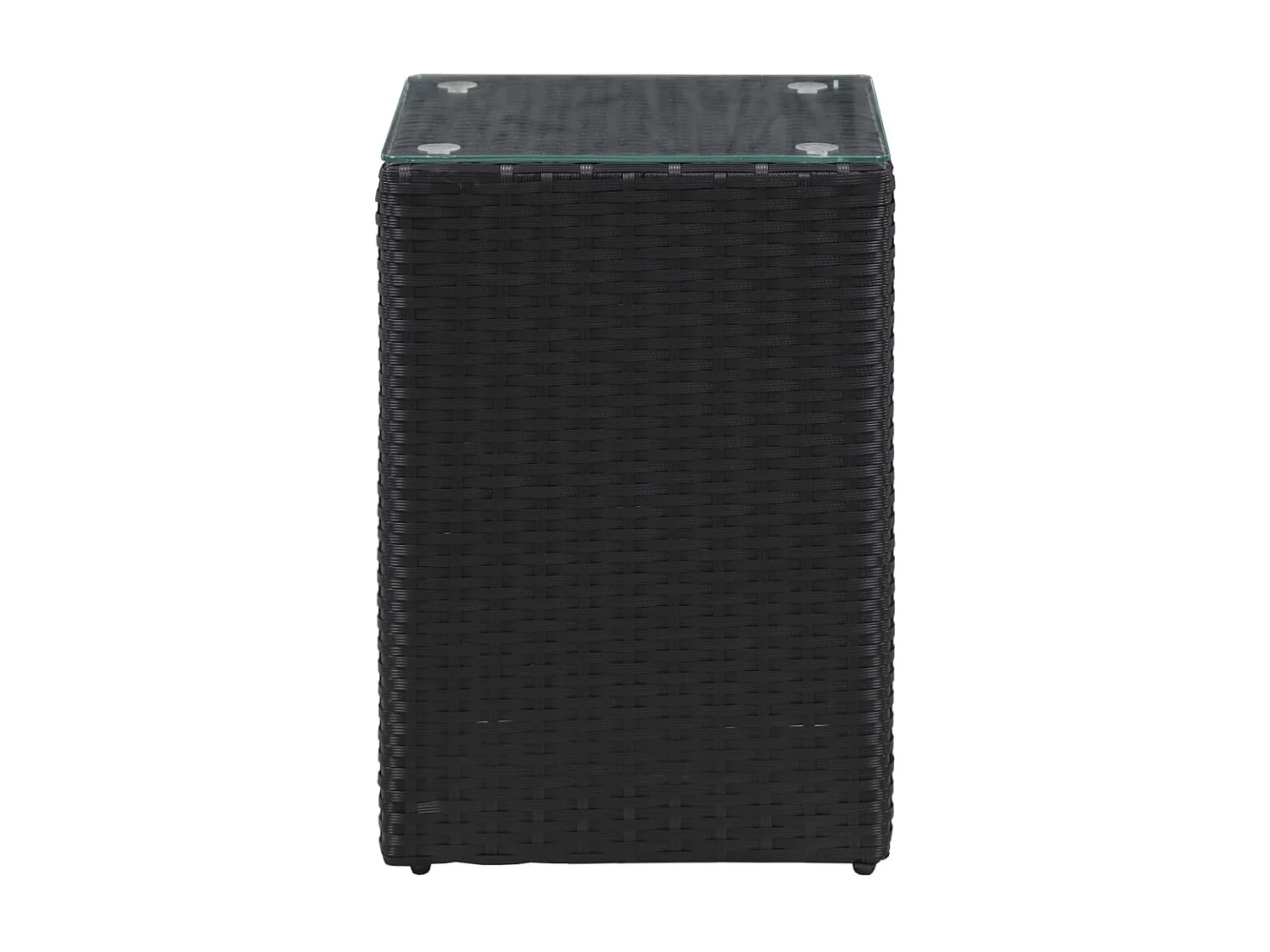 Tables d'appoint 3 pcs et dessus en verre Noir Résine tressée