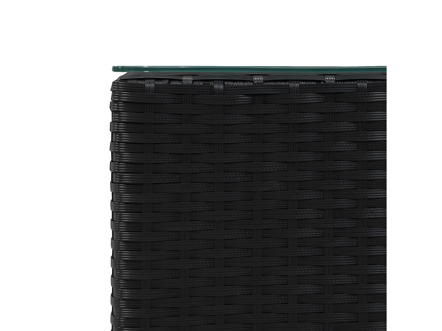 Bijzettafels 3 stuks en glazen blad van zwart harsvlechtwerk