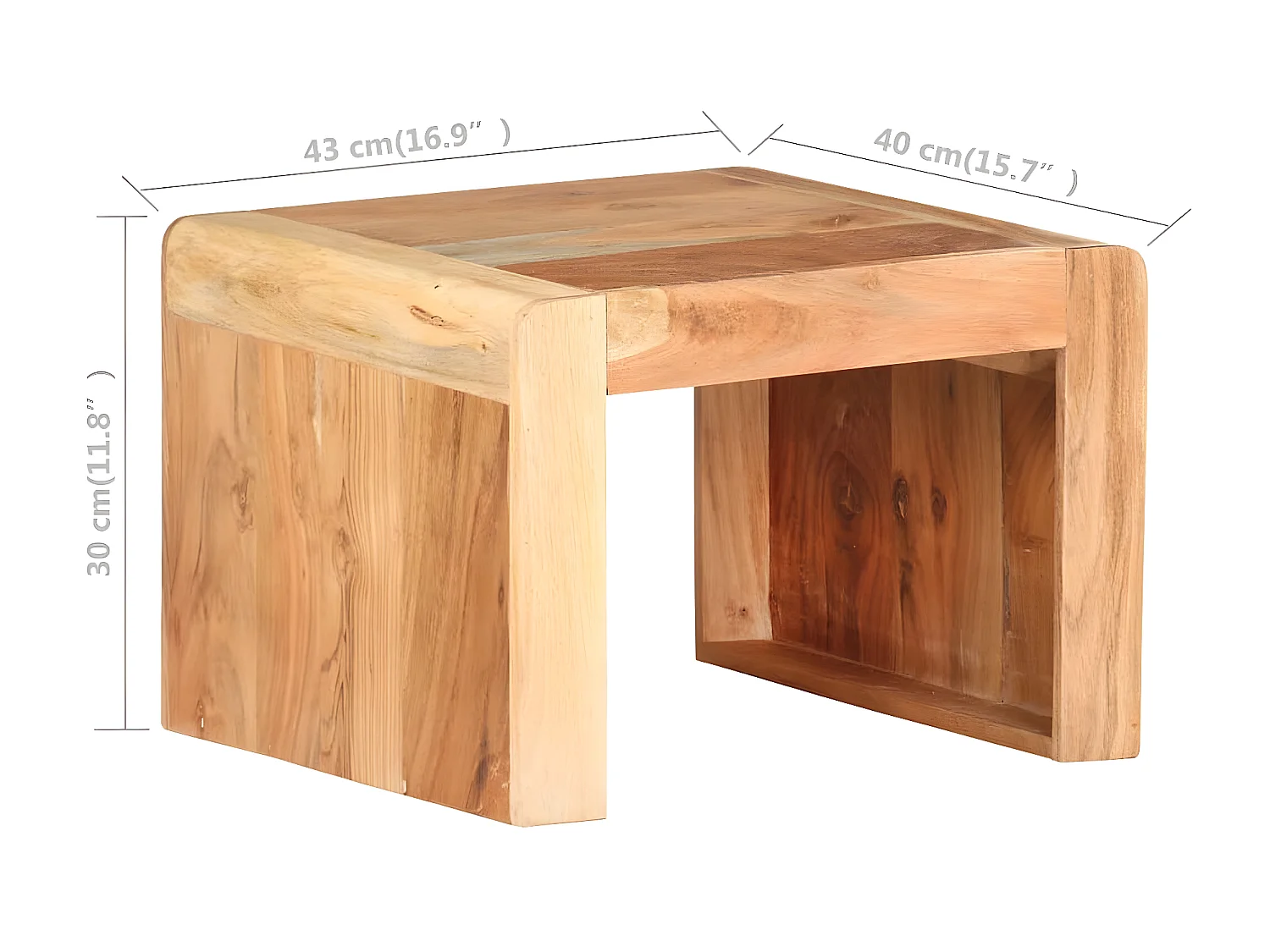Mesa lateral 43x40x30 cm Madeira maciça de acácia