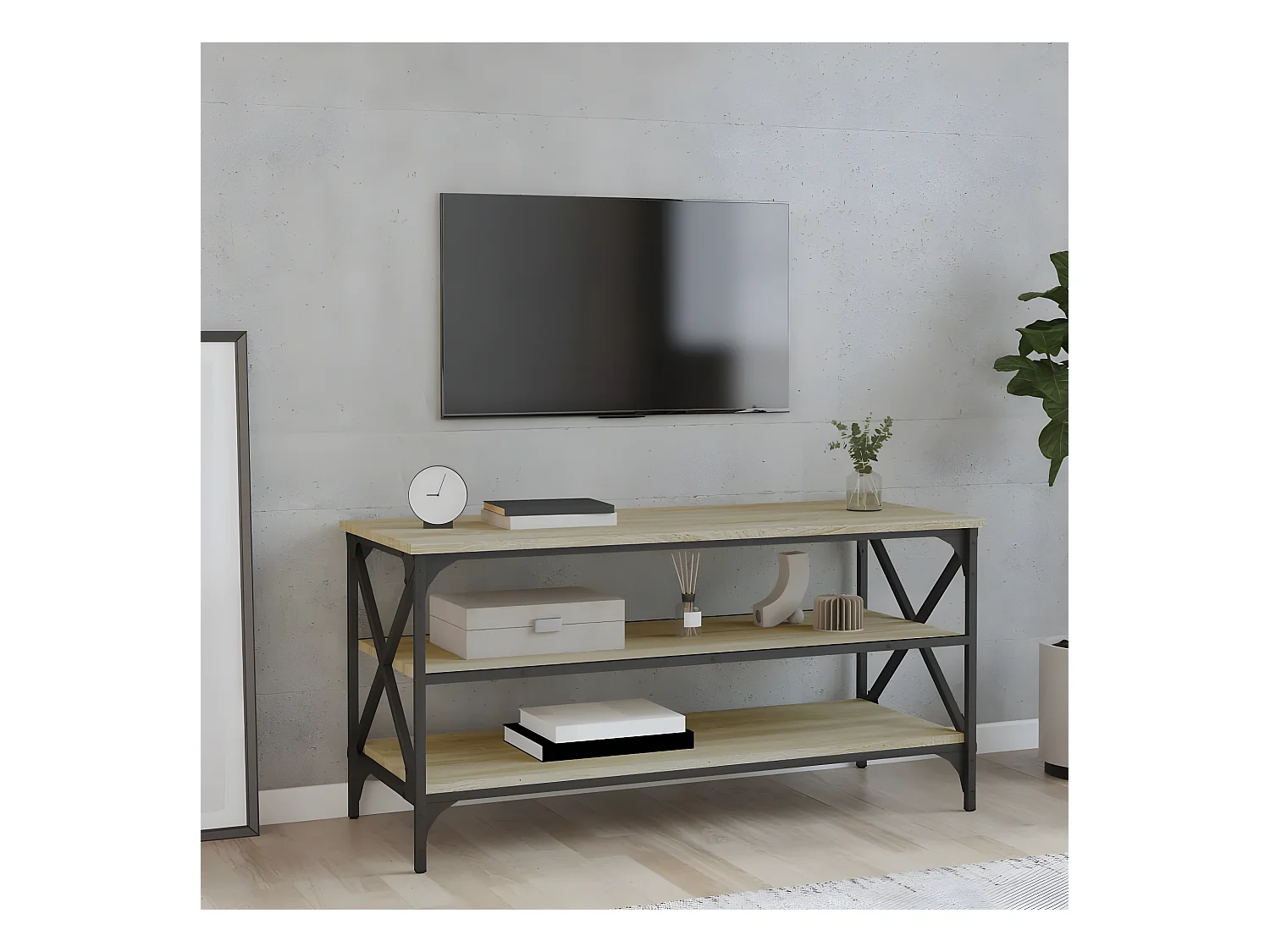 Mueble TV roble Sonoma 100x40x50 cm Madera contrachapada