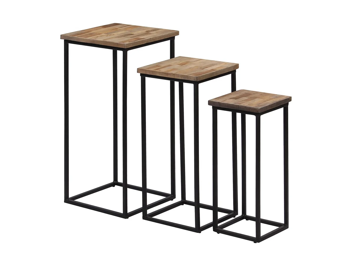 Ensemble de tables pour plante 3 pcs Teck recyclé