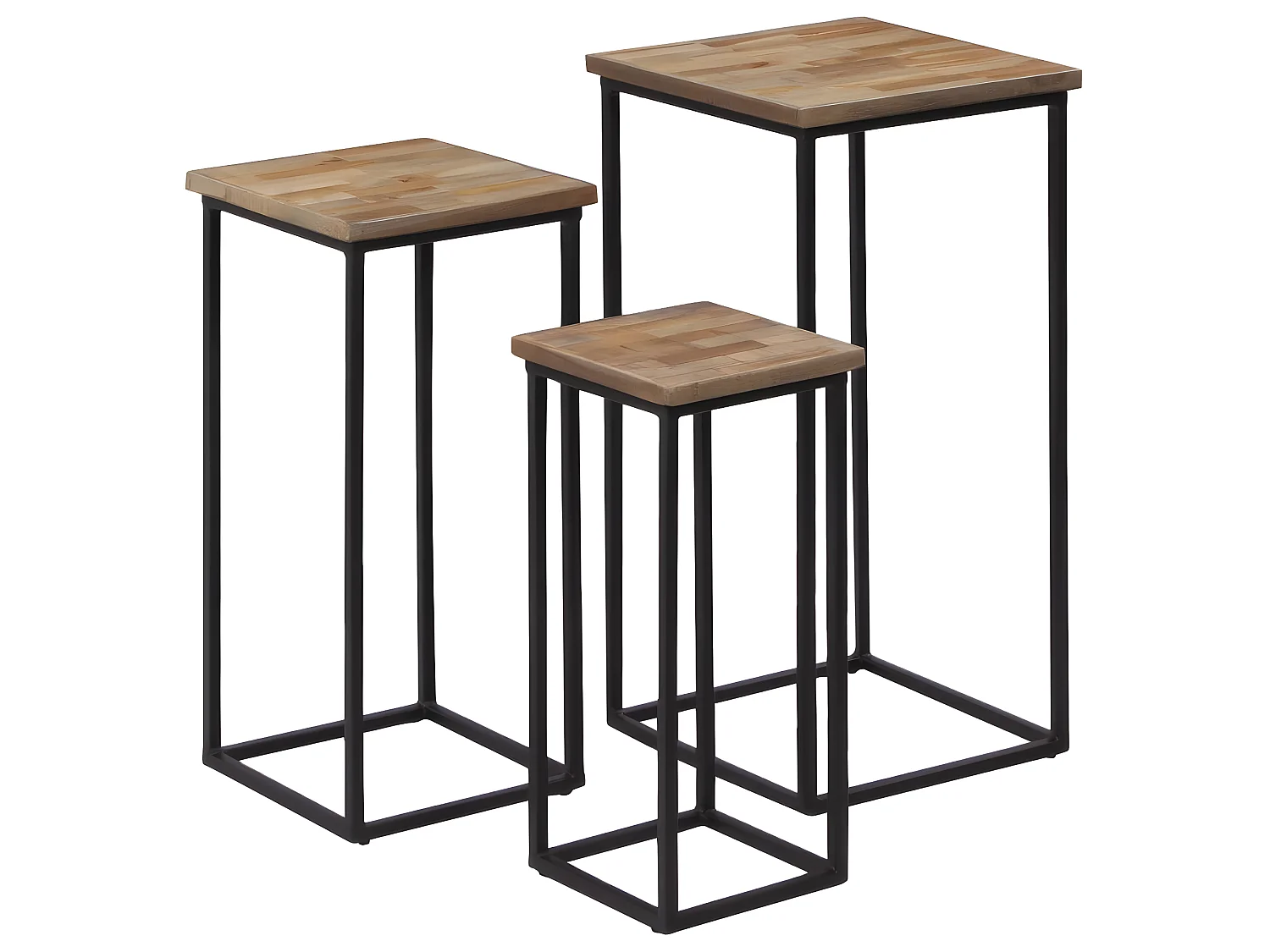 Ensemble de tables pour plante 3 pcs Teck recyclé