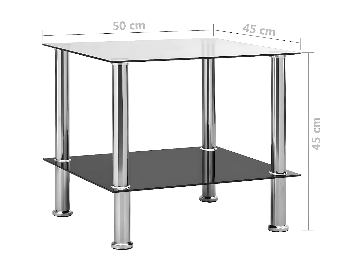 Table d'appoint Transparent 45x50x45 cm Verre trempé