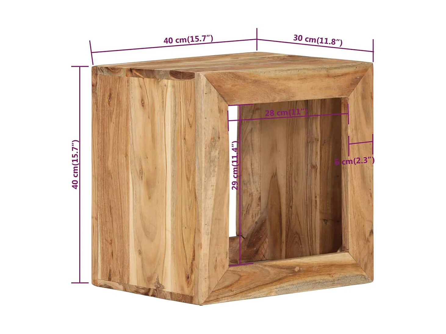 Tabouret 40x30x40 cm Bois d'acacia solide