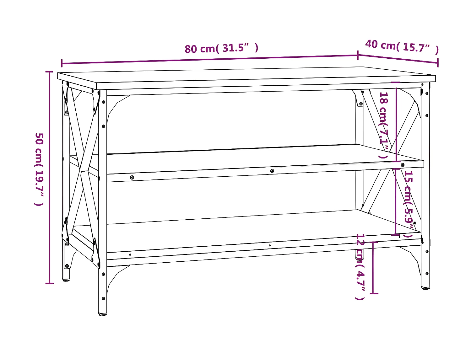 Mobile TV Sonoma grigio 80x40x50 cm MDF