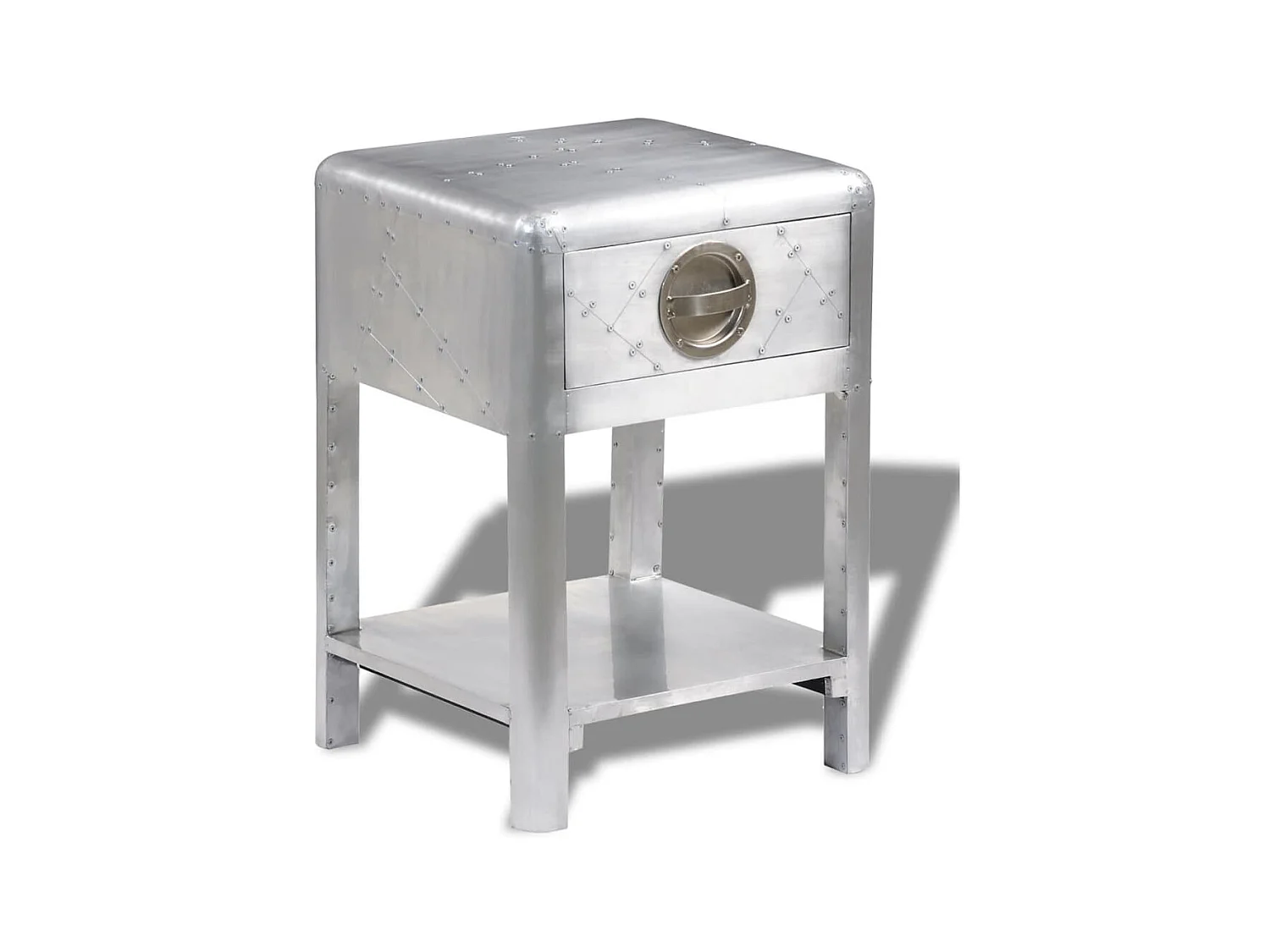 Tavolino angolare con 1 cassetto vintage in stile Aviazione