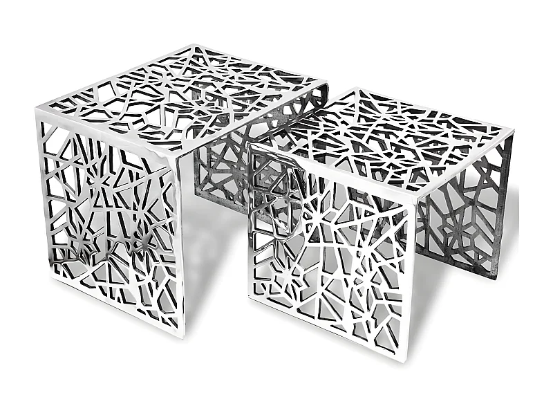 Mesa auxiliar cuadrada 2 piezas Aluminio Plata