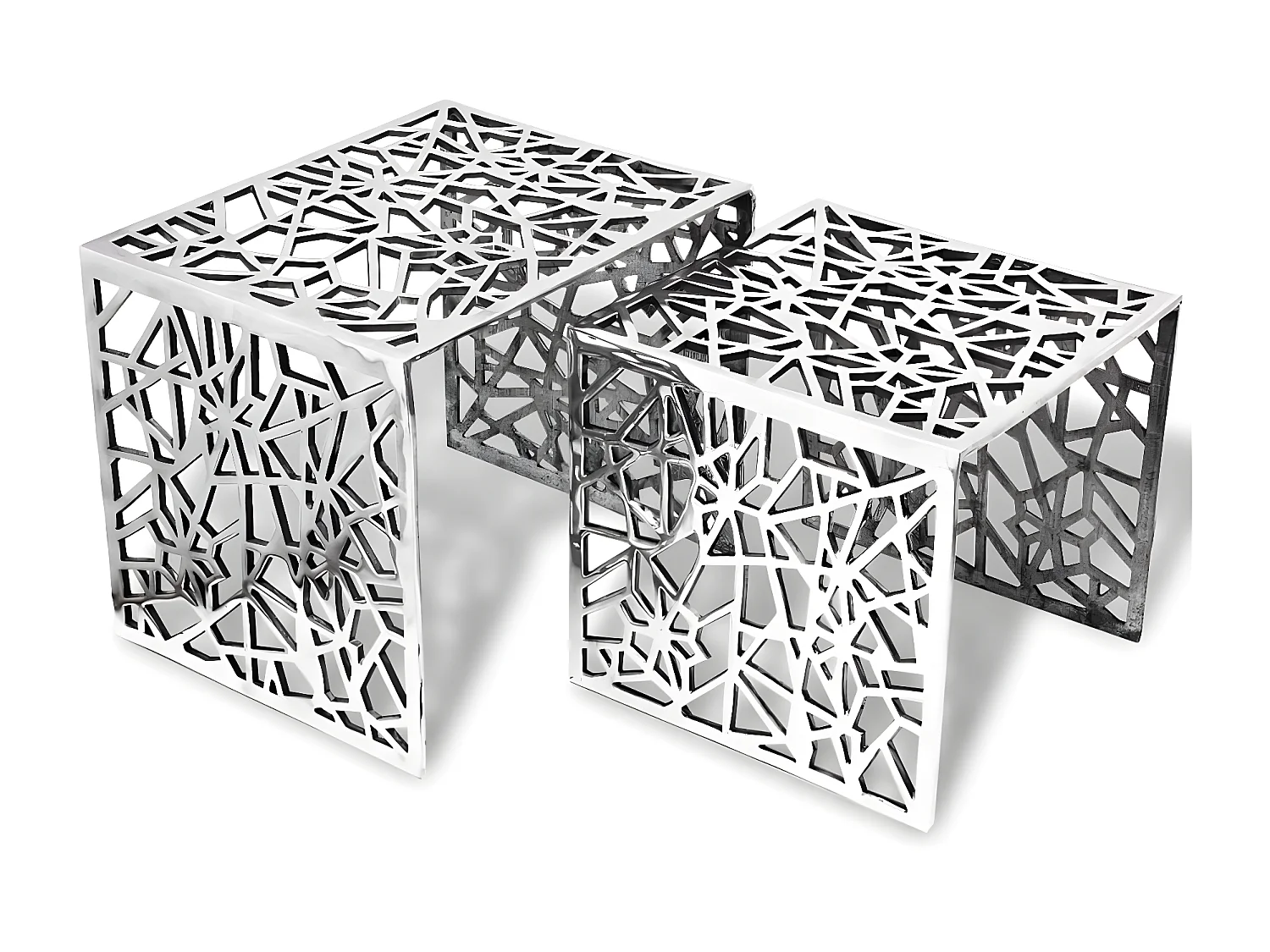 Table auxiliaire carrée 2 pièces Aluminium Argenté