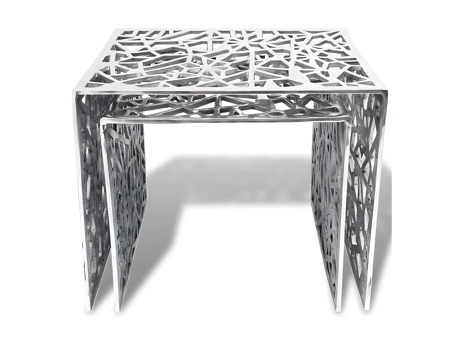 Table auxiliaire carrée 2 pièces Aluminium Argenté