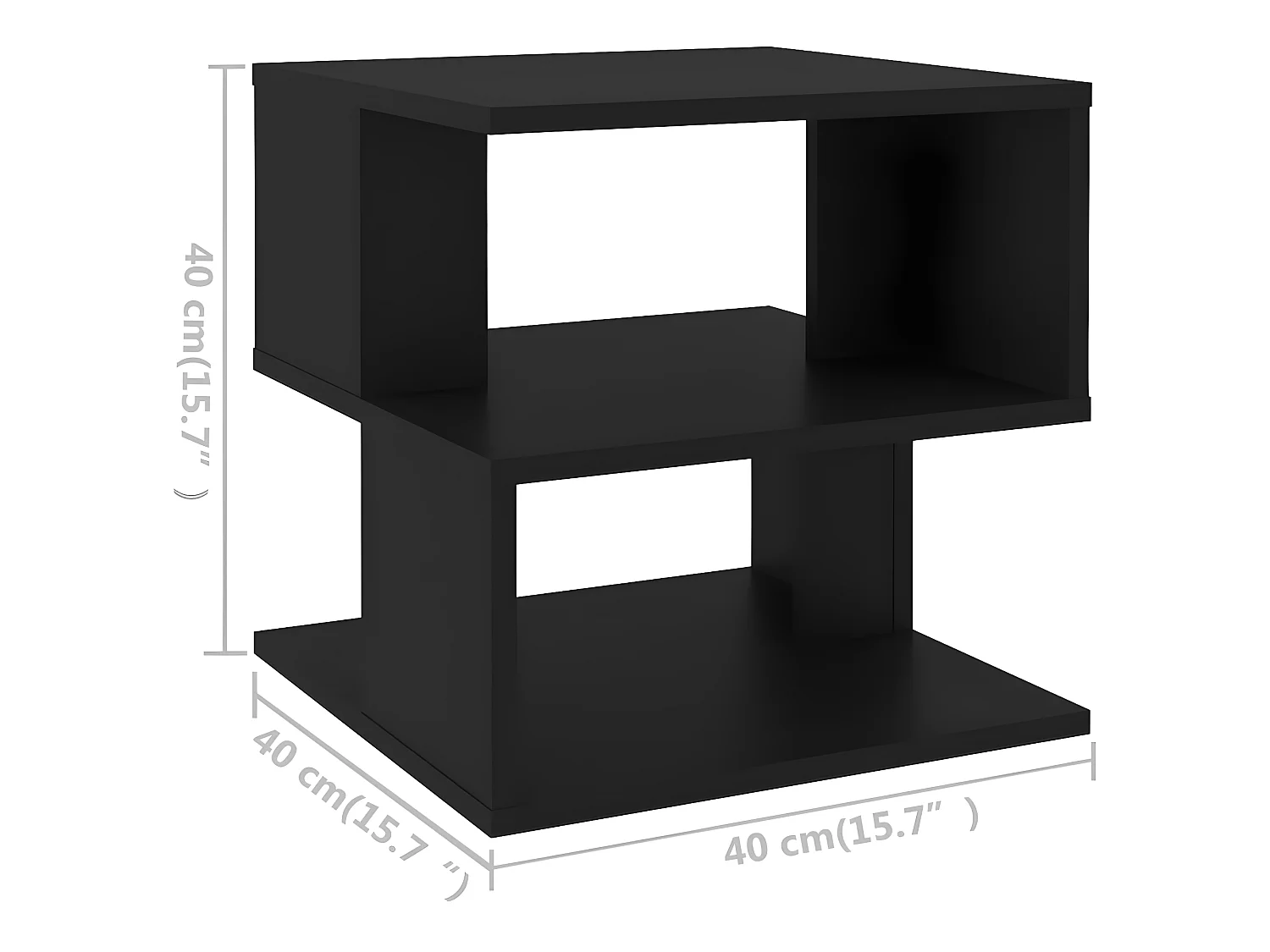 Mesa auxiliar Aglomerado negro 40x40x40 cm