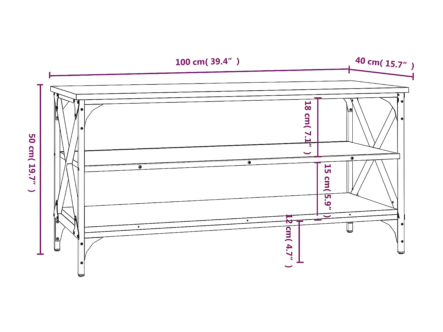 Meuble TV Chêne marron 100x40x50 cm Bois d'ingénierie