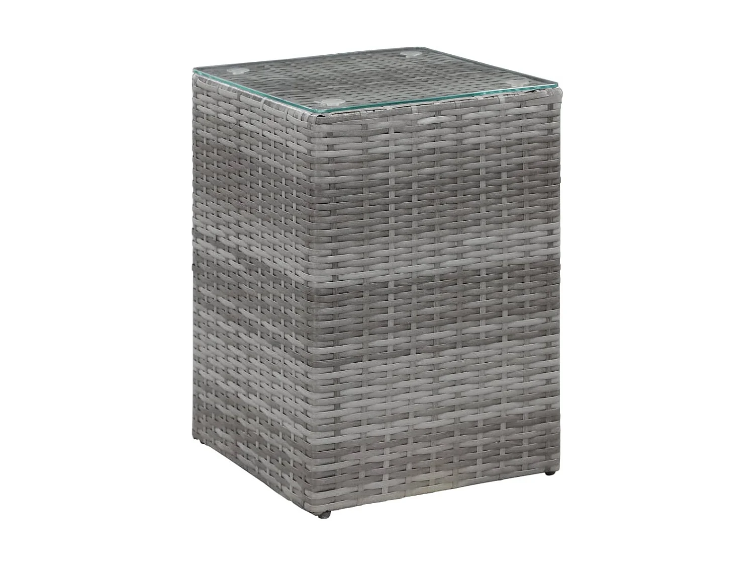 Beistelltisch mit Glasplatte, Grau, 35 x 35 x 52 cm, Polyrattan