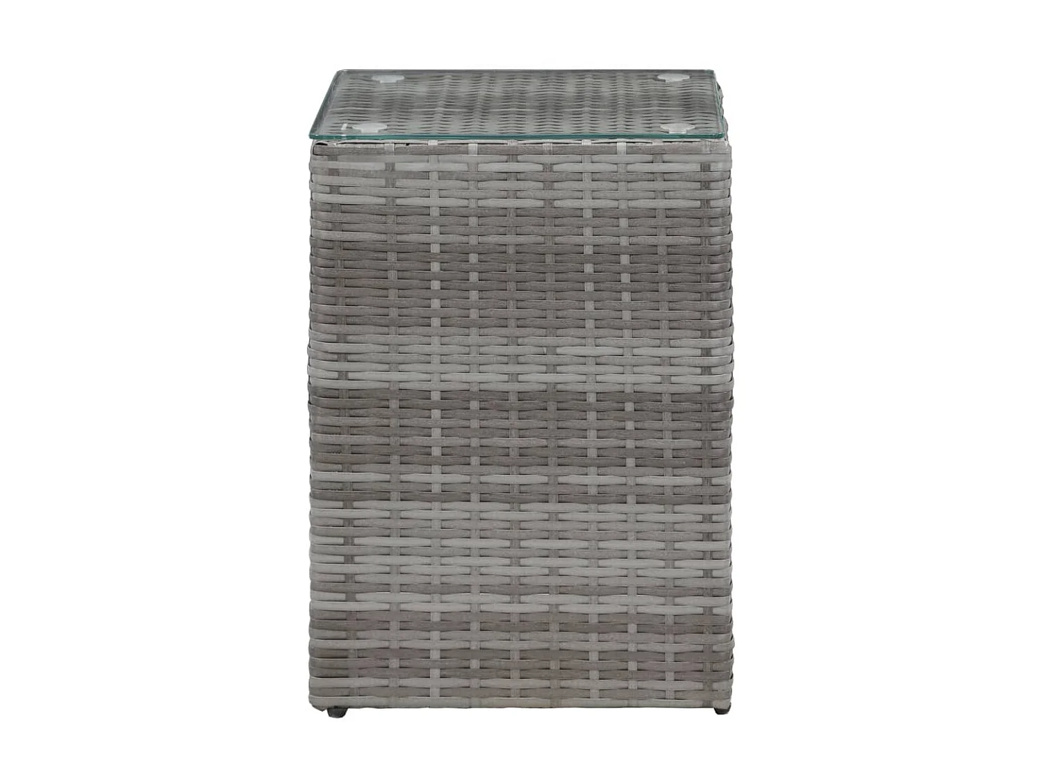 Beistelltisch mit Glasplatte, Grau, 35 x 35 x 52 cm, Polyrattan