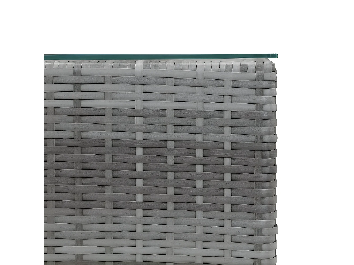 Beistelltisch mit Glasplatte, Grau, 35 x 35 x 52 cm, Polyrattan