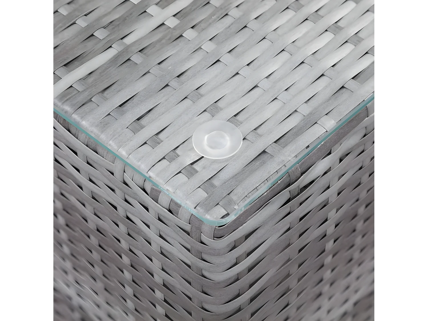 Beistelltisch mit Glasplatte, Grau, 35 x 35 x 52 cm, Polyrattan