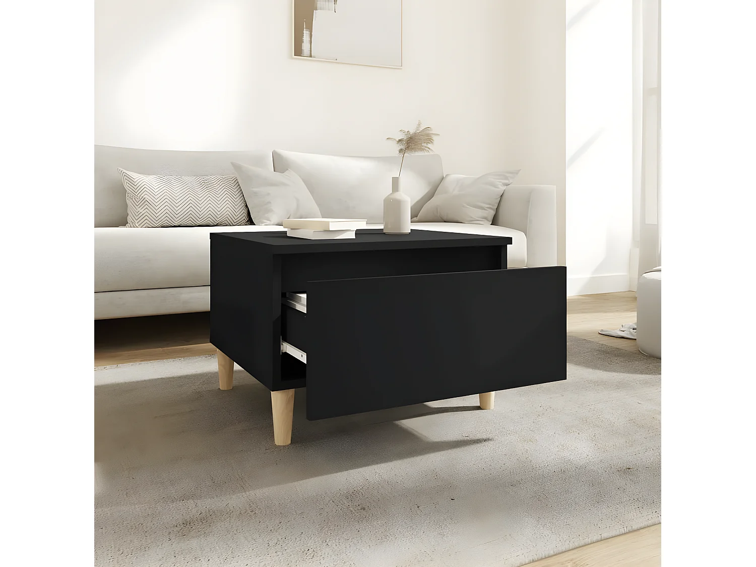 Tavolini 2 pz Nero 50x46x35 cm MDF