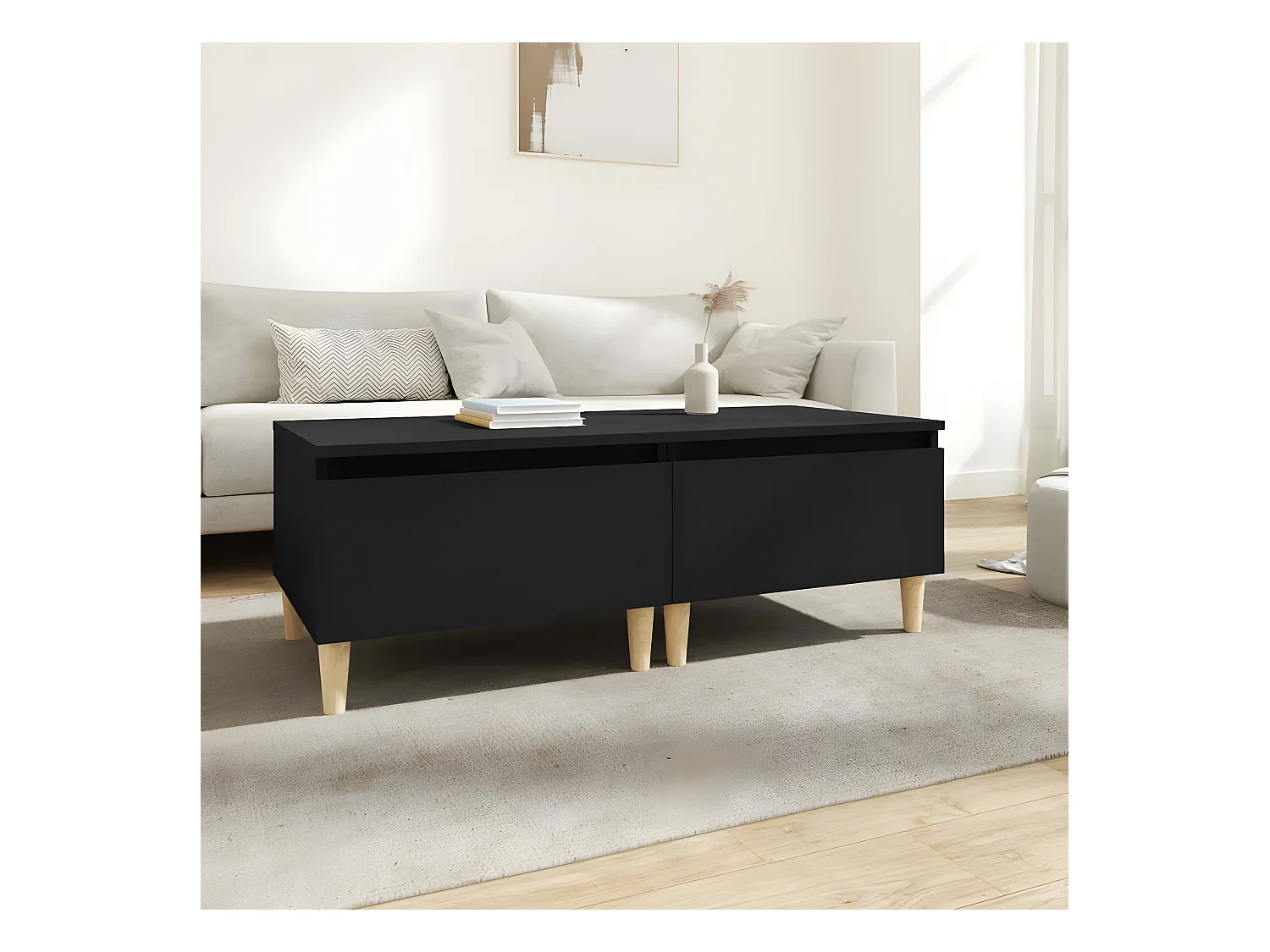 Tables d'appoint 2 pcs Noir 50x46x35 cm Bois d'ingénierie