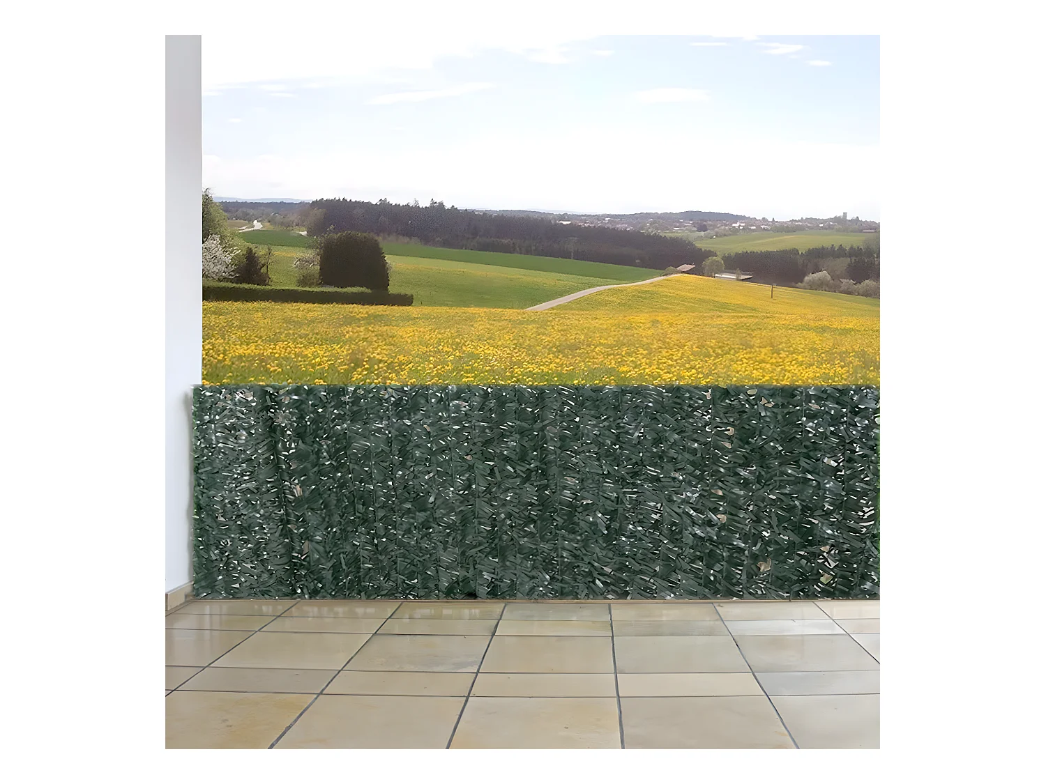 Pare-vue de balcon N77 300x150cm feuille,  300x100cm sapin foncé