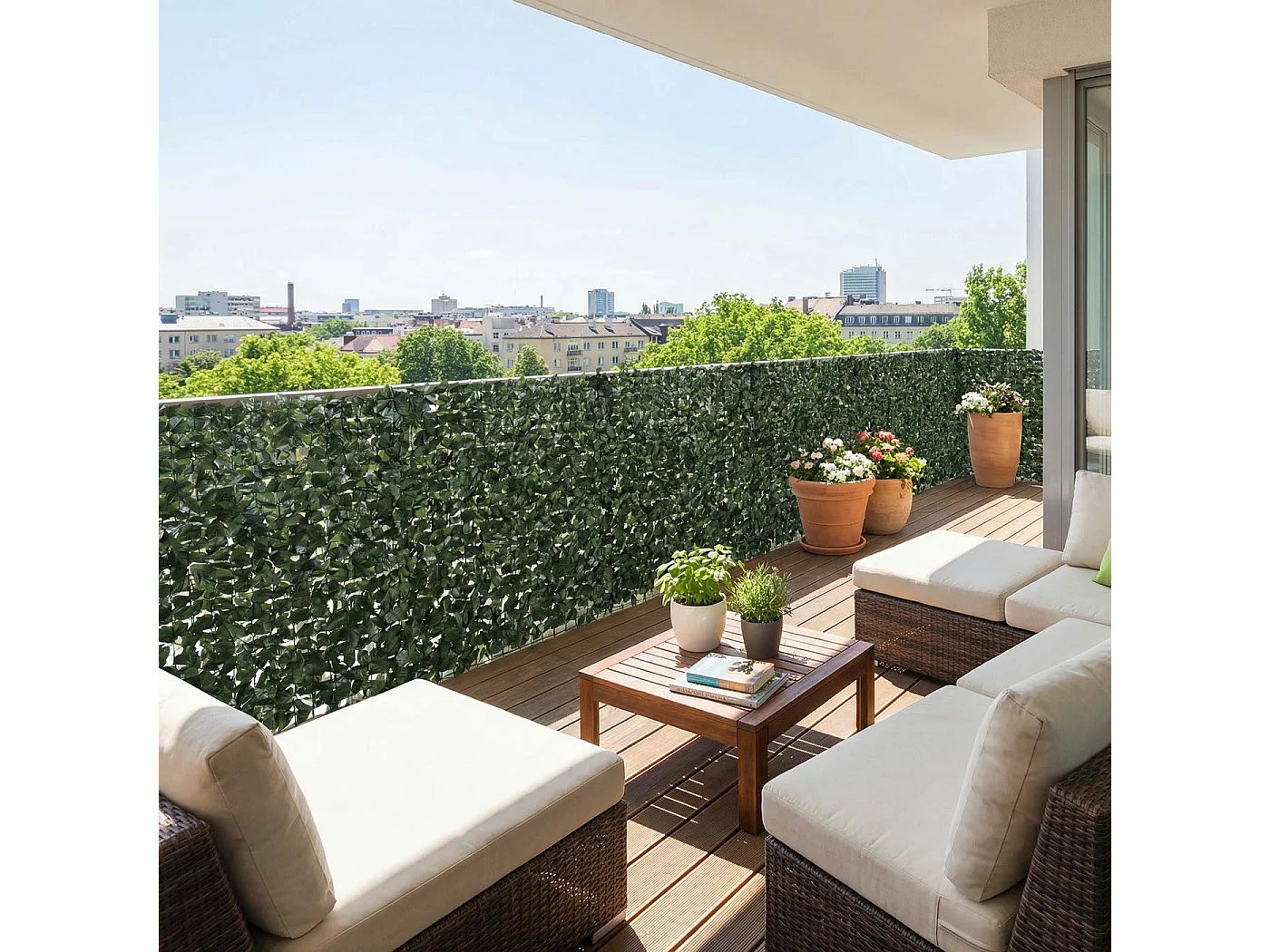 Protección visual para balcones T811 Haya II,  300 x 150 cm oscuro