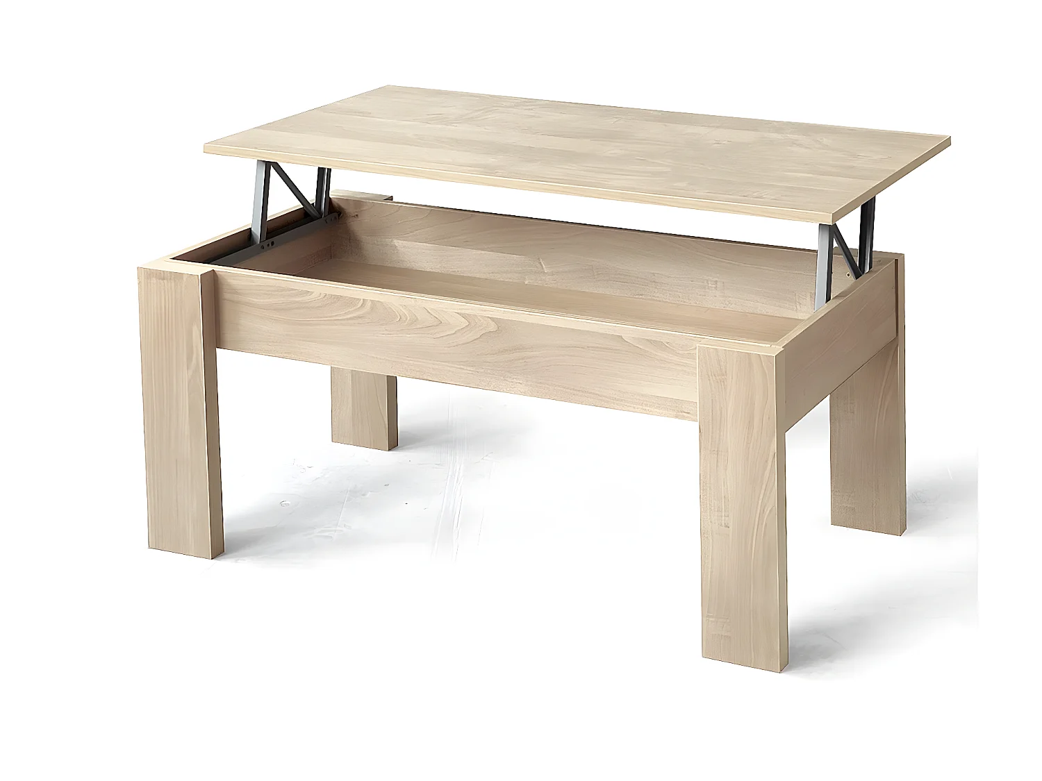 Table basse, table de salon relevable en bois coloris chêne cambrian - L. 100 x P. 50 x H. 45/57 cm
