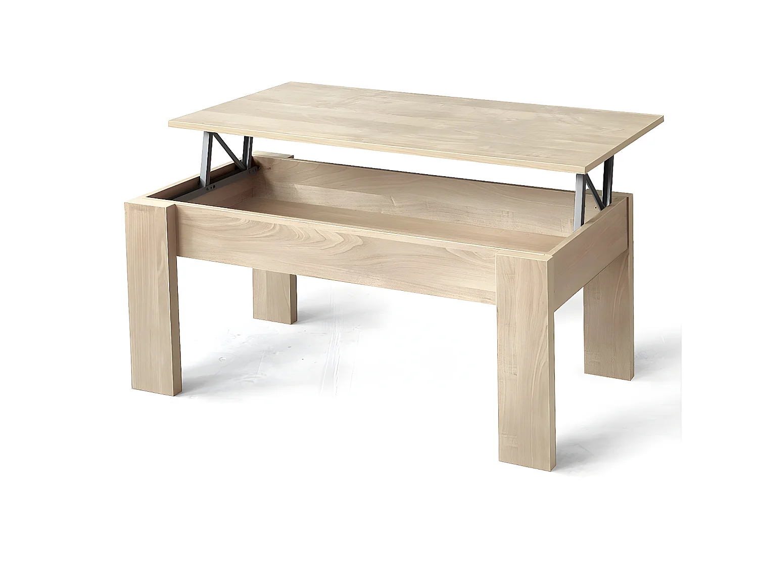 Table basse, table de salon relevable en bois coloris chêne cambrian - L. 100 x P. 50 x H. 45/57 cm